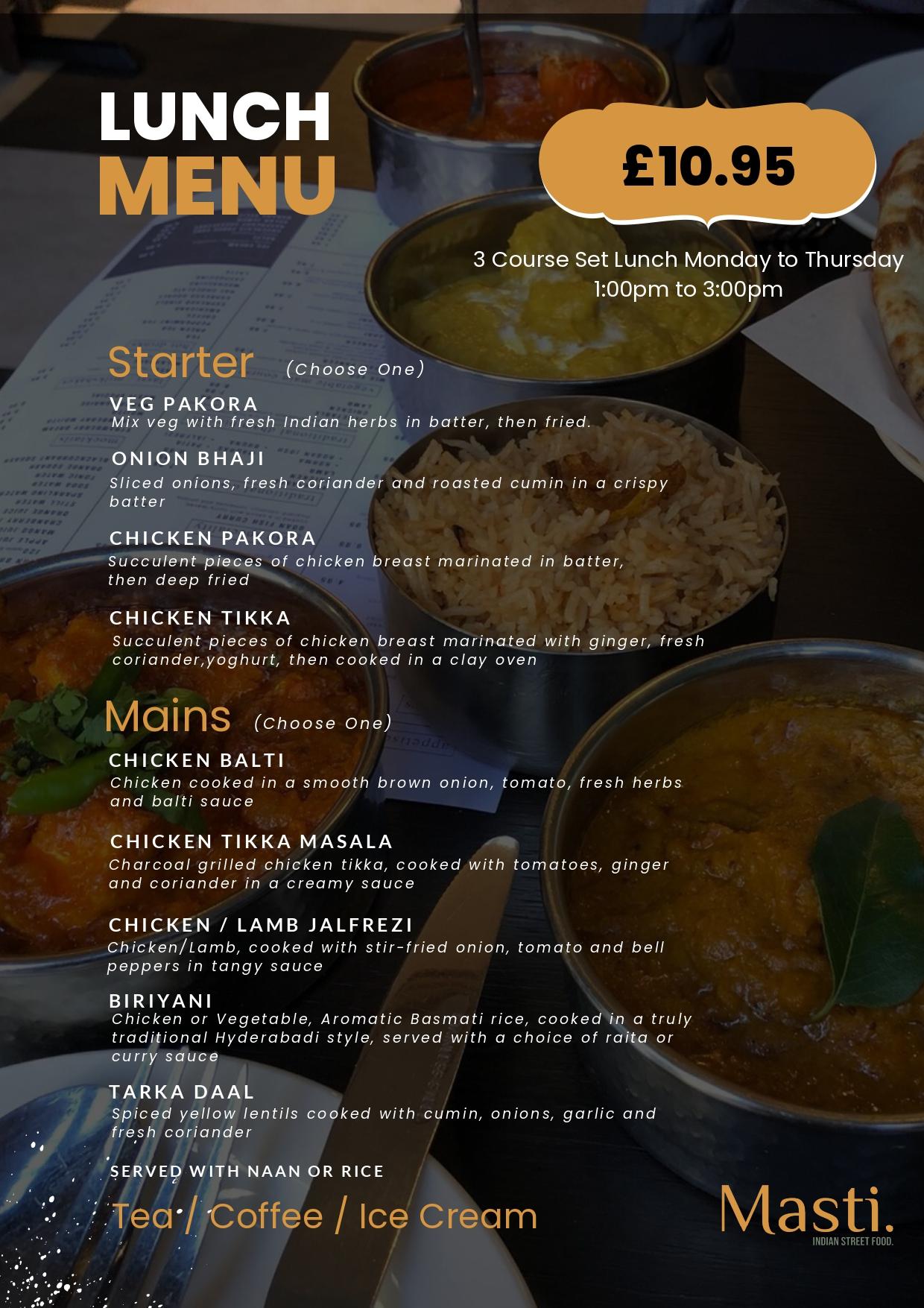 masti lunch menu