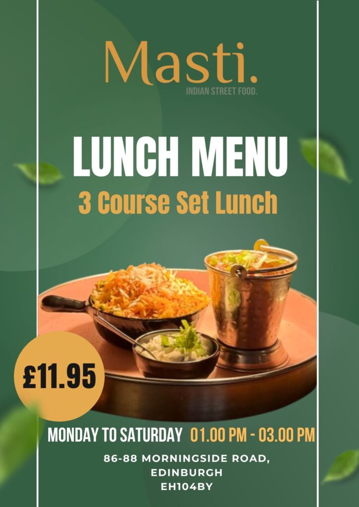 Indian restaurant lunch menu in edinburgh